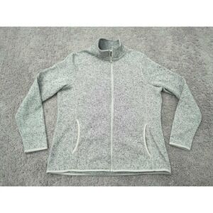 Eddie Bauer Full‎ Zip Jacket Womens XL Gray Long Sleeve Fleece Outdoor